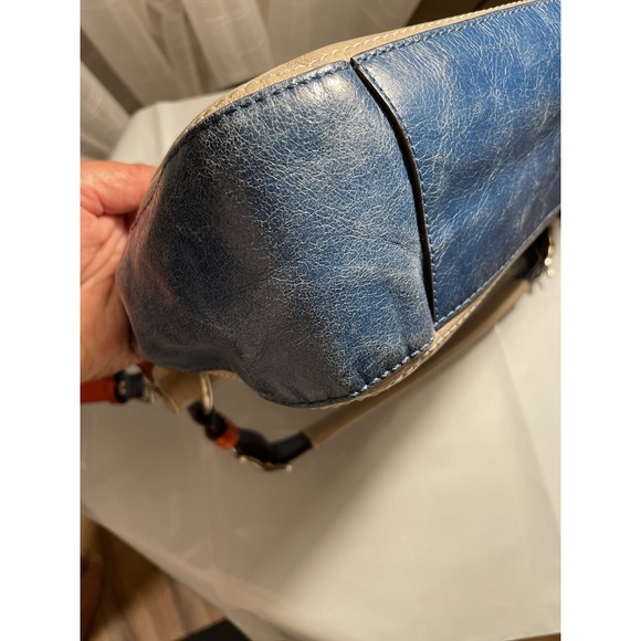 Coach Vintage City Willis In Colorblock Taupe/Blue/Orange Crossbody Turnlock - Picture 8 of 12